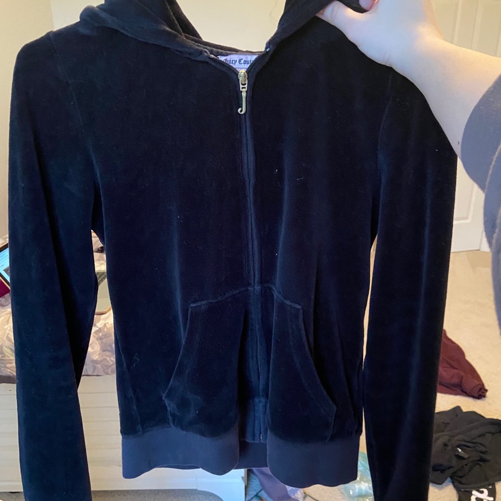 Juicy Couture Black Velour Tracksuit Zip Up